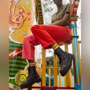 Dr. Martens Jadon Unisex Leopard Black Leather Platform Boots Sz W 6 M 5 NEW